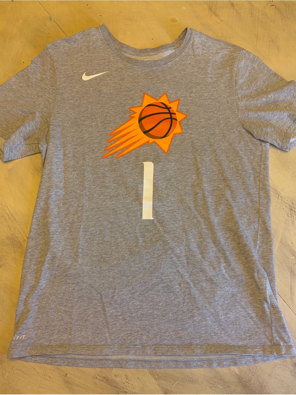 Phoenix Suns Shirt Mens Large Devin Booker #1 Gray NBA Basketball Nike Dri Fit